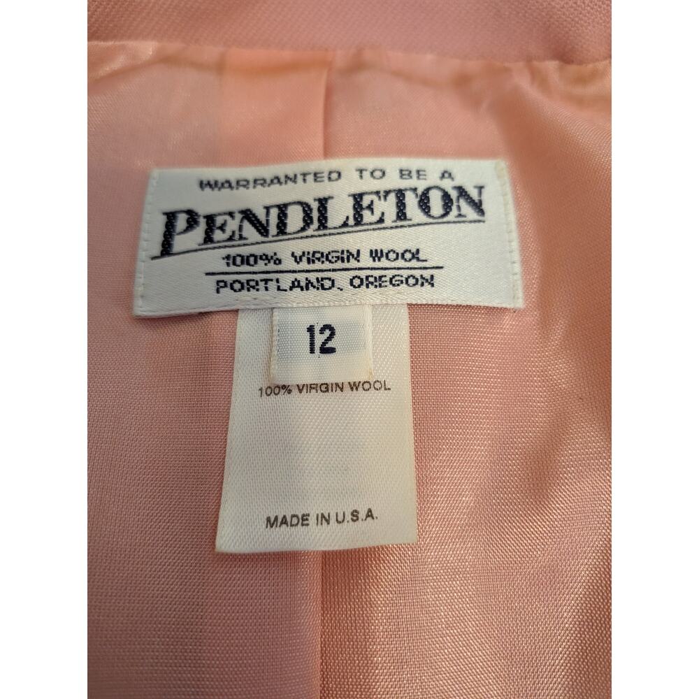 Vintage Pendleton Wool Blazer & Pastel Plaid Pleated Midi Skirt Suit Set Size 12 - Picture 3 of 9